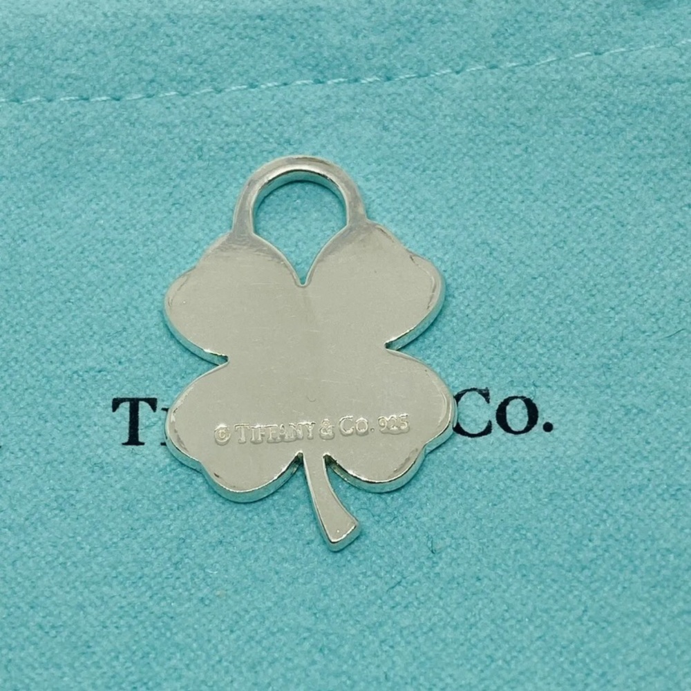 Tiffany & Co Silver Good Luck Shamrock Lucky Irish 4 Leaf Clover Charm Pendant